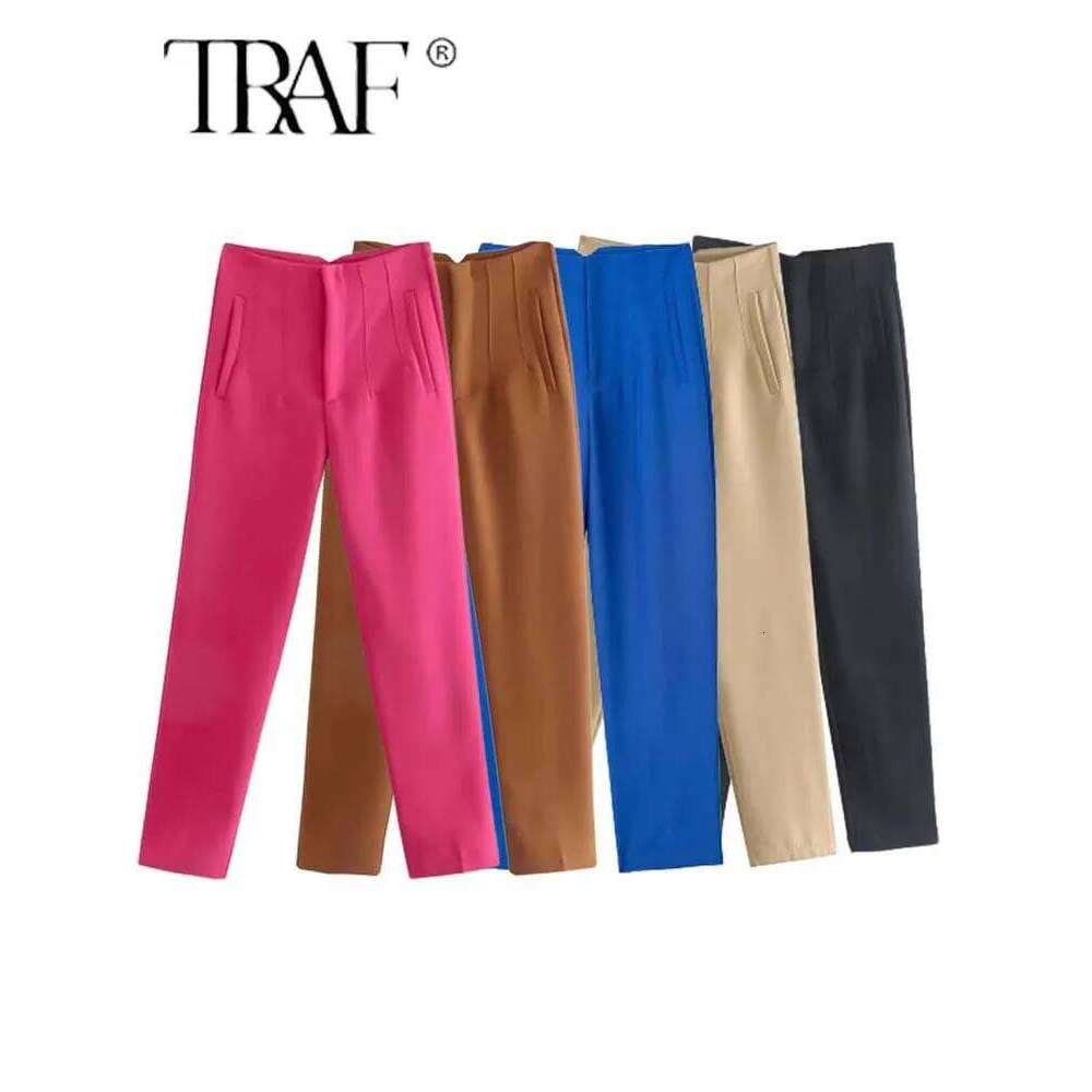 TRAF 2025 Pencil High Waist Pants for Women With Seam Detail Streetwear Woman Ankle Trousers Autumn Office Wear Pant