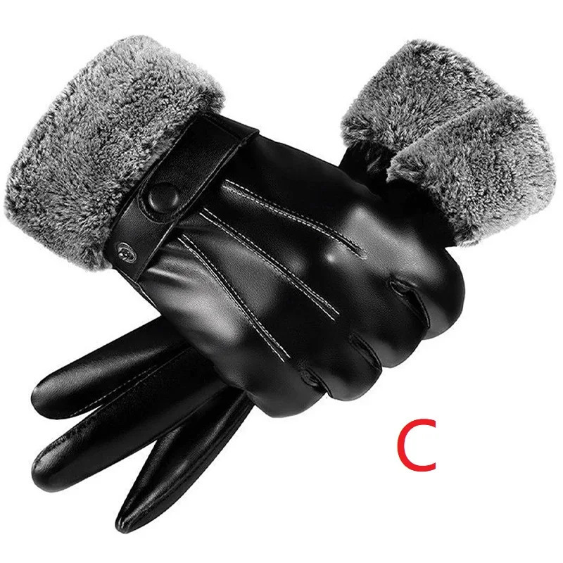 Winter Fashion Black PU Leather Gloves Male Thin Style Driving Men NonSlip Full Fingers Palm Touchscreen 250811