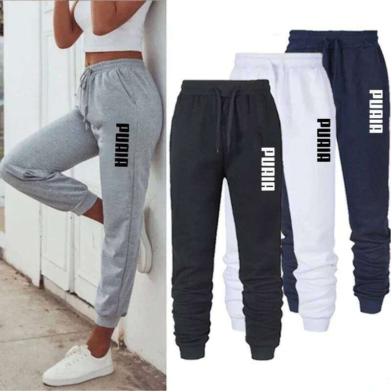 Womens Sweatpants Casual High Quality Jogging Trousers Versatile Soft Hot Sales Street Print Elastic Waist Pants 4 Color