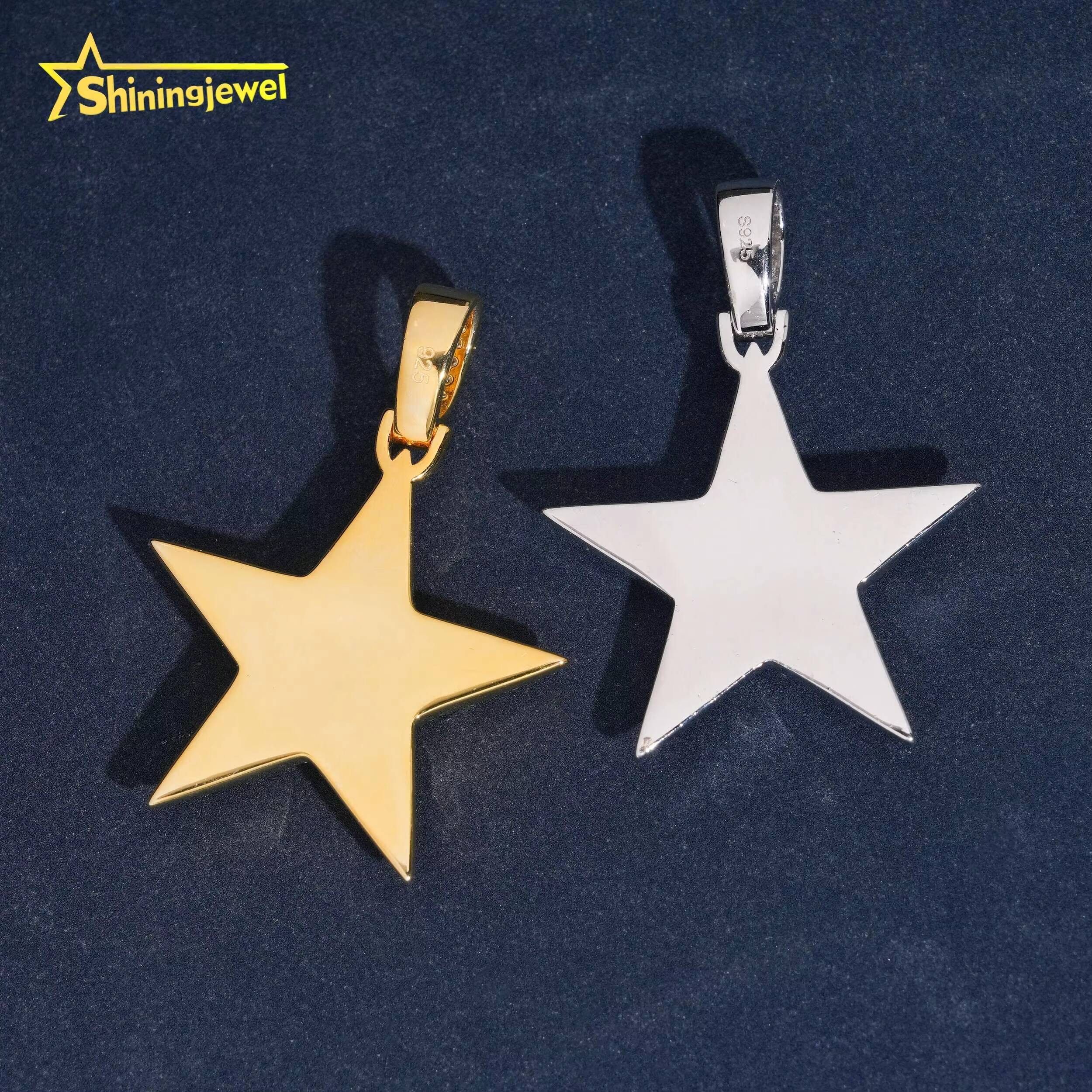 Hip Hop Jewelry Iced Out Pendant Star Moissanite Pendant 925 Silver Moissanite Iced Out Jewelry Charm Pendant