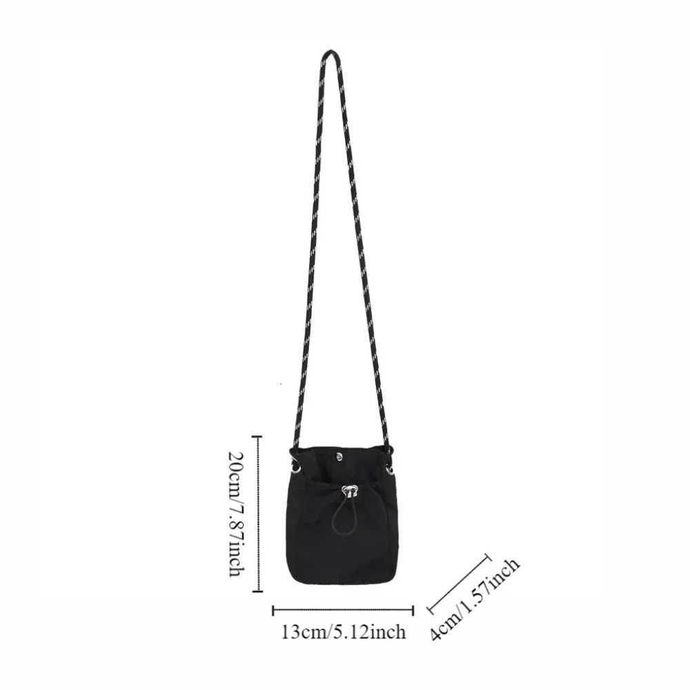 Cute Korean Style Drawstring Phone Bag Large Capacity Tote Bag Crossbody Bag Niche Design Solid Color Shoulder Bag Y250819