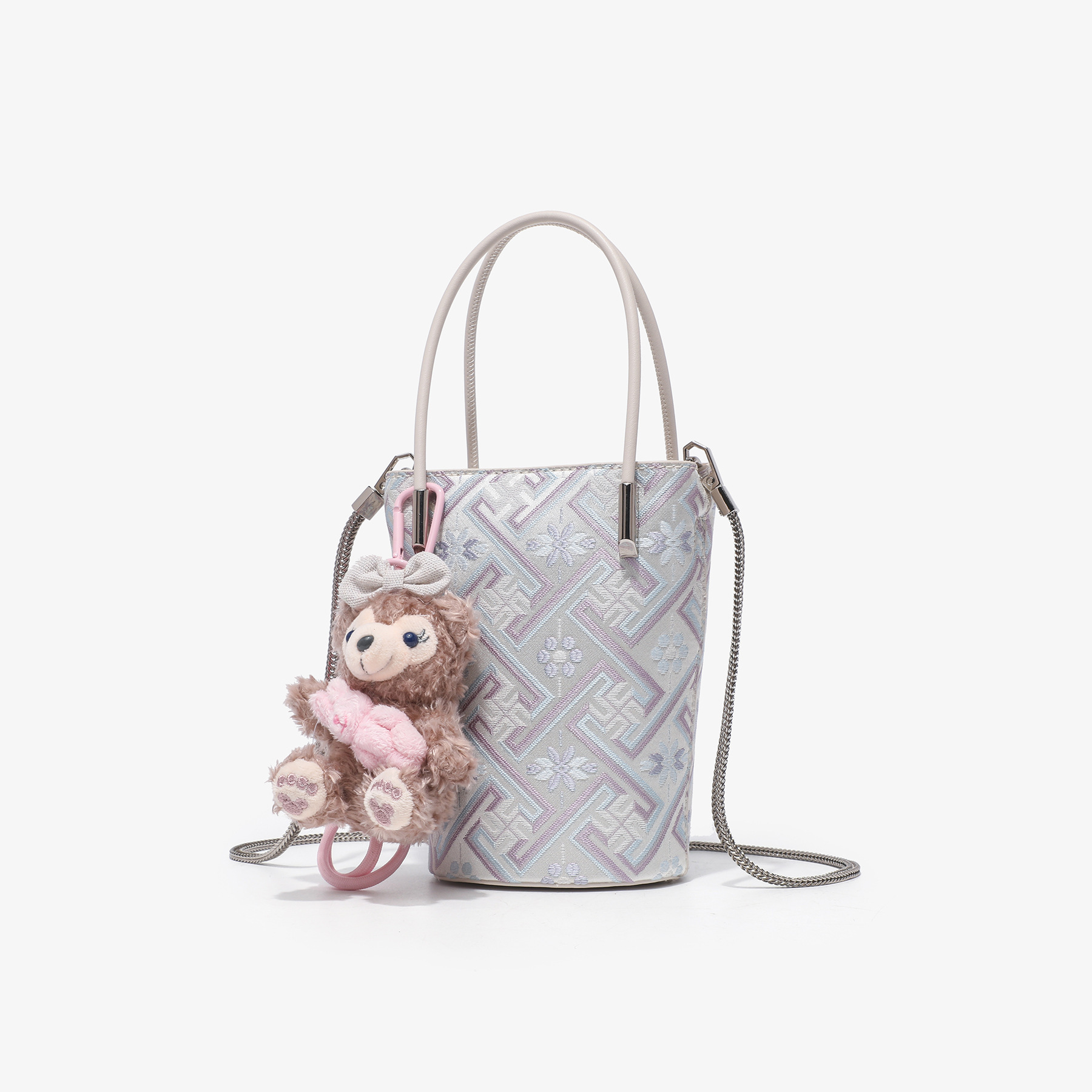 Free Shipping Designer Luxury Women's Chain Mini Handbag New Niche Phone Bag Fashion Brocade French Fries Pen Holder Single Shoulder Crossbody Sm