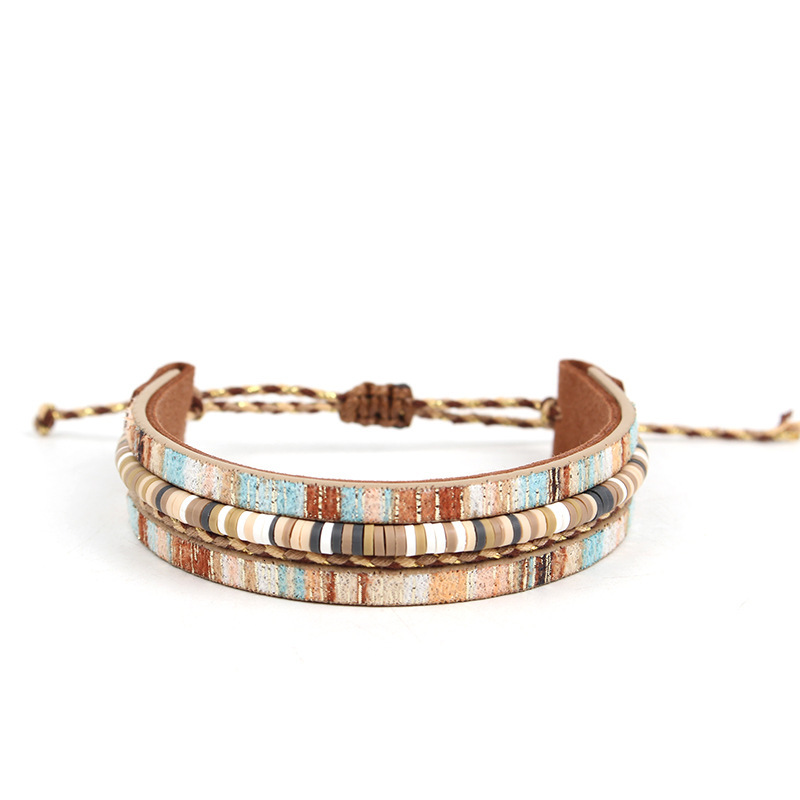 Bohemian Leather Cord Bracelet PU Adjustable Couple Wristband Jewelry Accessories