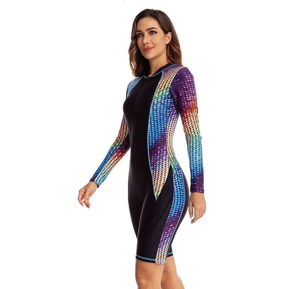Woman Swimsuit Sport Style One Piece Surfing Suit Female Swimming Bodysuit Long Sleeve Jumpsuit Diving Clothes Women's Swimwear