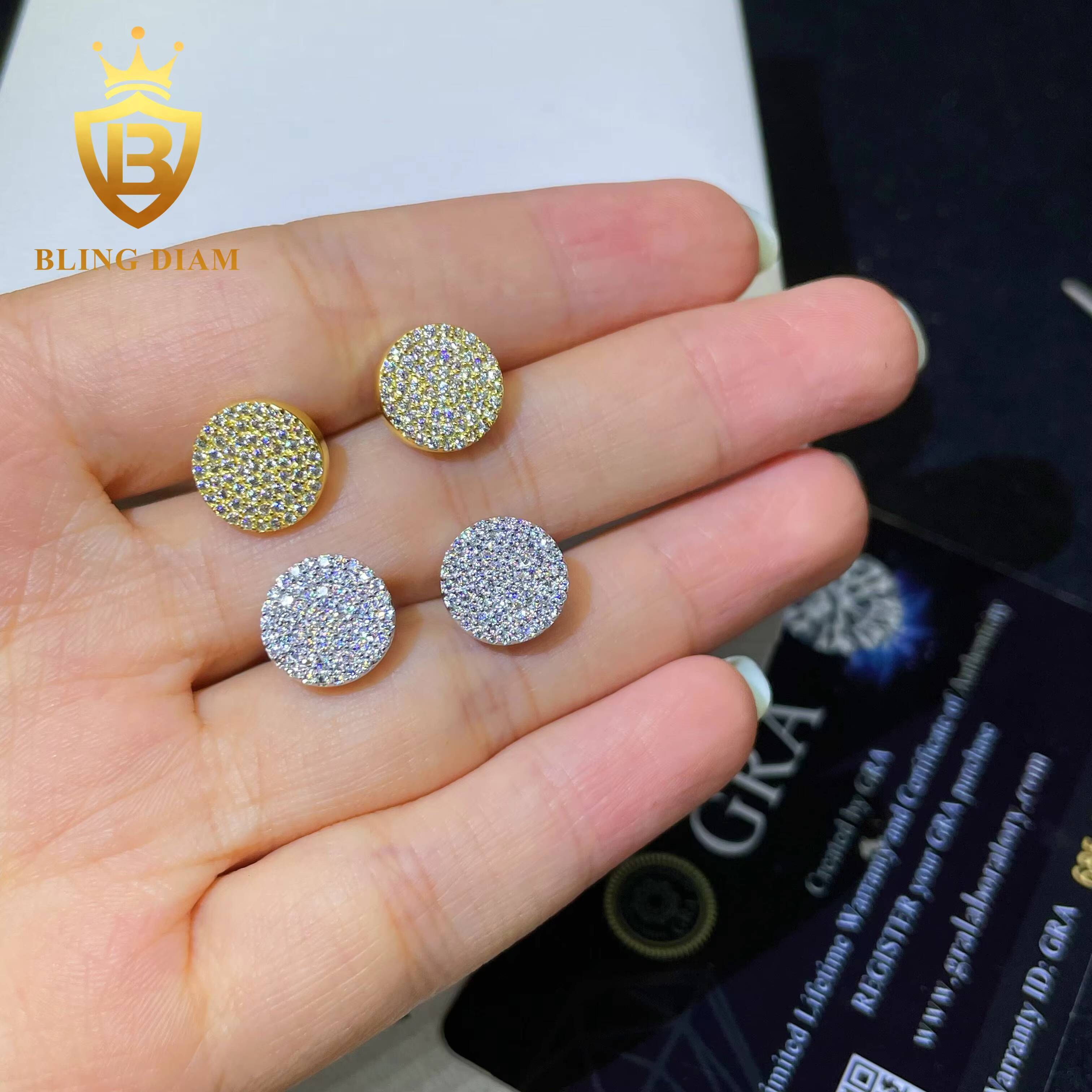 Hip Hop Jewelry Moissanite Earrings for Men 925 Sterling Silver Stud Earring Pass Diamond Tester Wholesale Price