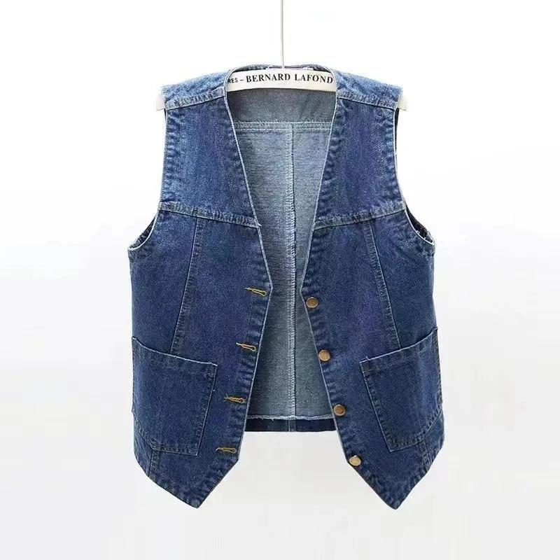 Spring Summer Korean Short Denim Vest Women Vintage Black Sleeveless Jacket Casual Jeans Vests Female Waistcoat Chaleco Mujer 250815