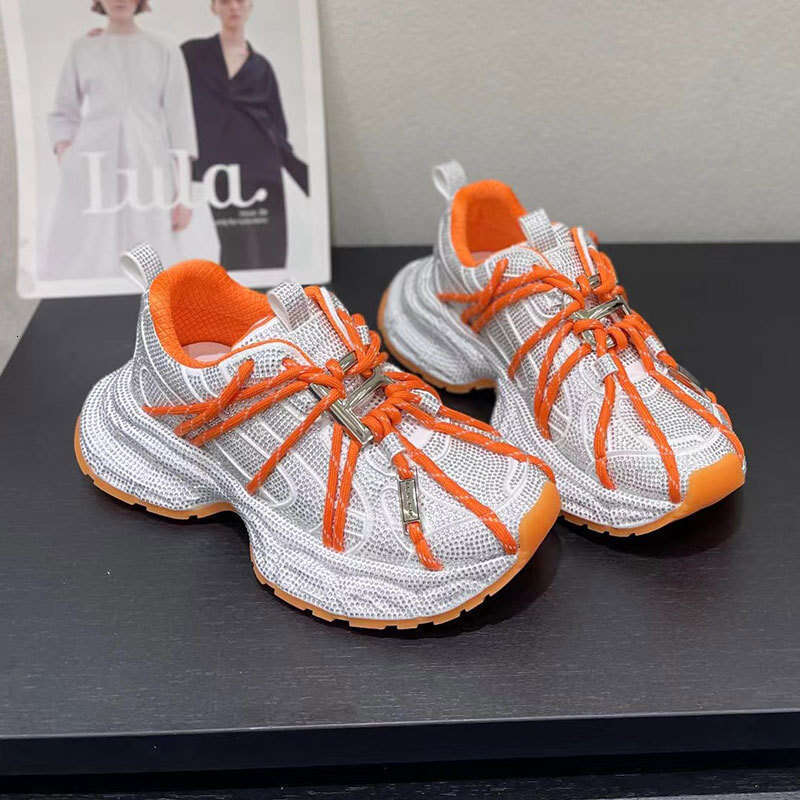 2025 Summer Starry Sky Rhinestone Thick-Soled Street Style Dad Breathable Height-Increasing Ins Trendy Fashionable Casual Shoes for Women