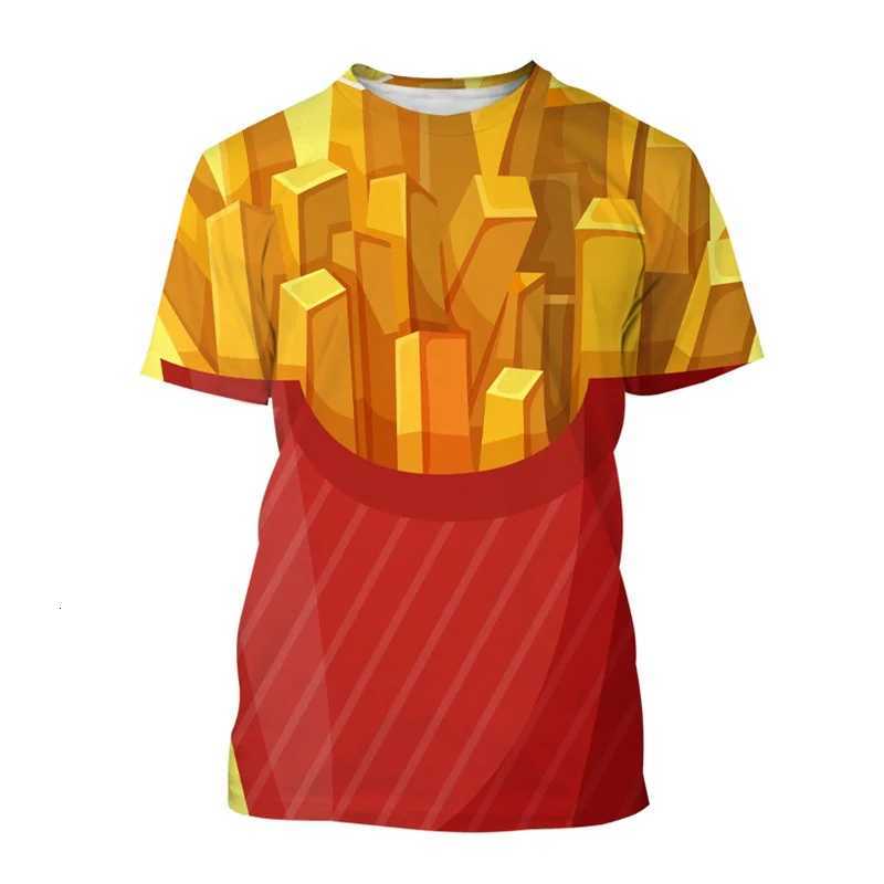 French Fries Pattern T Shirt For Men Potato Food 3D Printed Tees Summer Casual Loose O-Neck Tops Unisex T-Shirts Short Sleeves Y250819