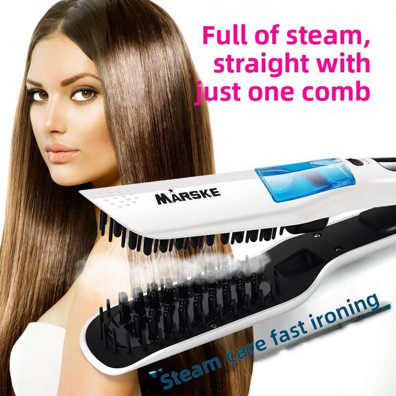 Steam Straightening Brush Ceramic Electric Straightener Wet And Dry Dual-Use Negative-Ion Hair Spray