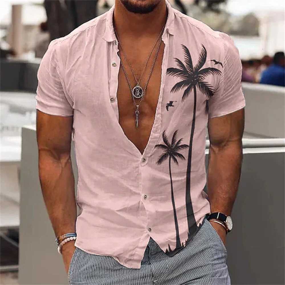 Coconut Hawaiian Shirt Mens 3d Print Casual Beach Mens Shirt Streetwear Mens Oversized Shirt Top Summer Short Sleeve Y250819