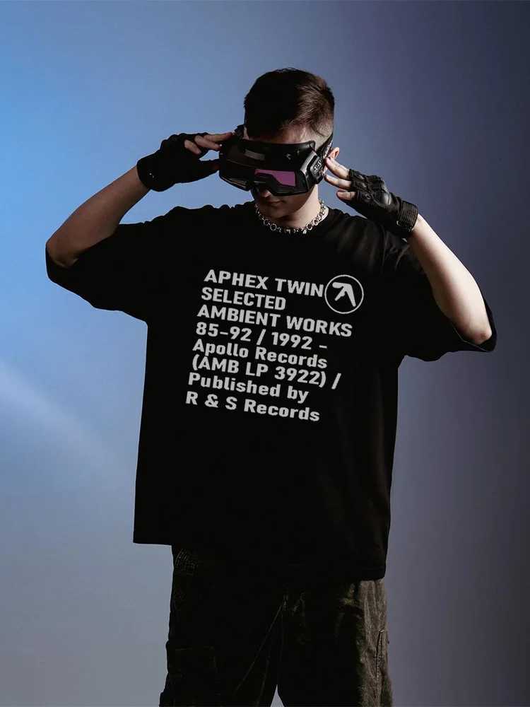 Men T-Shirt Aphex Twin Cotton Graphic Oversized Korean Fashion Short Sleeve Tops Tees Y2k Streetwear Aesthetic Harajuku Clothing Y250819