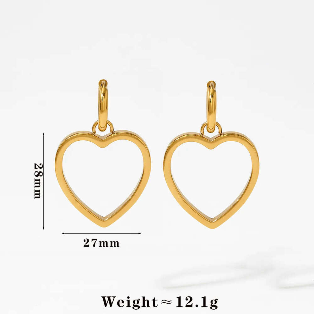 Simple Heart Earrings Stainless Designer Steel Personality Exaggerated Heart-shaped Pendant Necklace