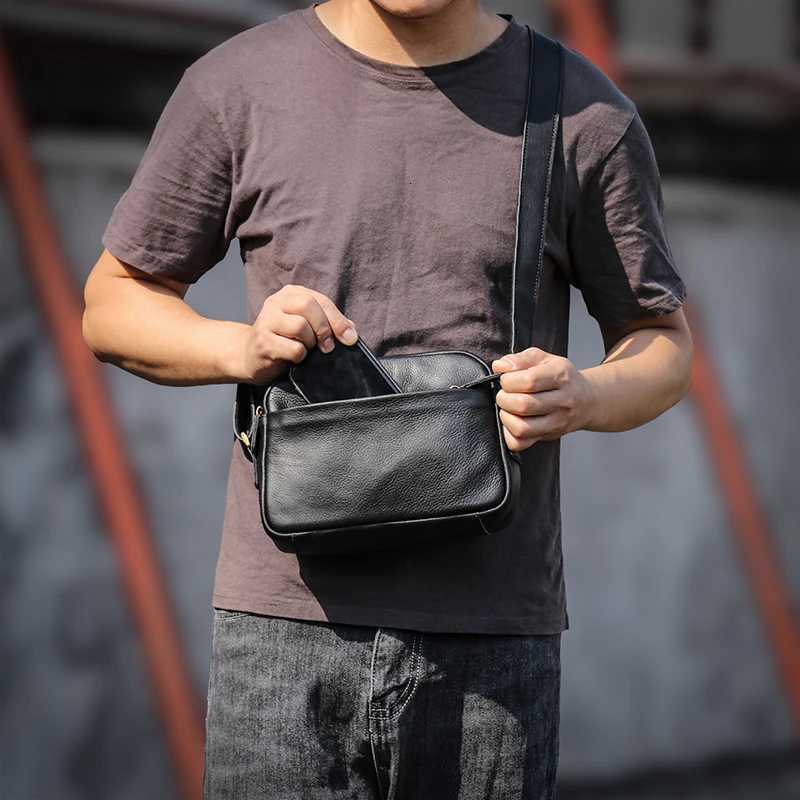 GURO Mens Genuine Leather Shoulder Bag Natural Cowhide Crossbody Casual Small Satchel Mobile Phone Bag For 7.9 Inch IPad Y250819