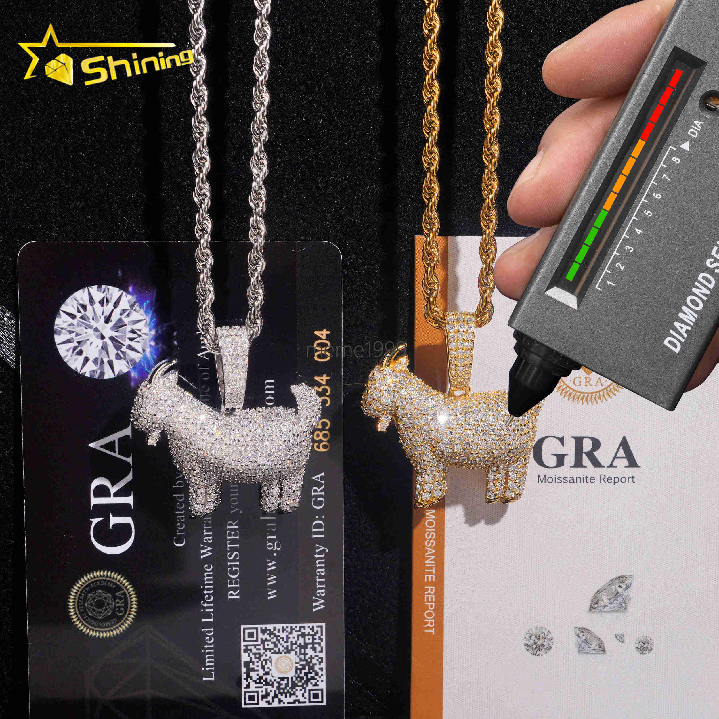 No Tarrifs USA Warehouse Stocks GRA Certificate Solid 925 Sterling Silver Hip Hop Iced Out VVS MoissanitePendant