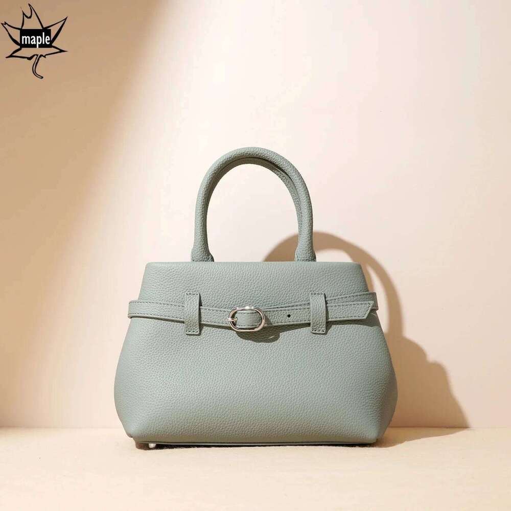 New 2025 Spring Pink Matcha Exquisite And Compact Tote Small Genuine Cow Leather Women Shoulder Crossbody Bag