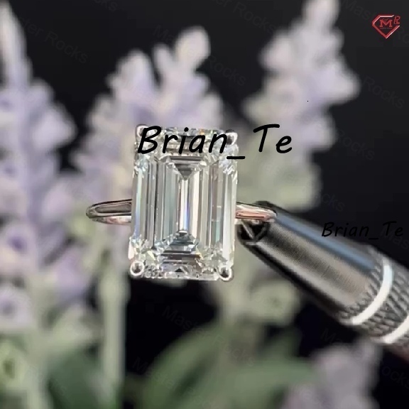 Luxury Moissanite Ring 14k/18k Gold Emerald Cut Hidden Halo 7.5ct Wedding VVS Moissanite Engagement Ring for Women