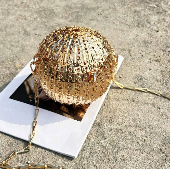 Women Metal Handmade Handbag Crystal Shiny Rhinestone Diamond Evening Bag Dinner Party Clutch Purse Messenger Bag 250314