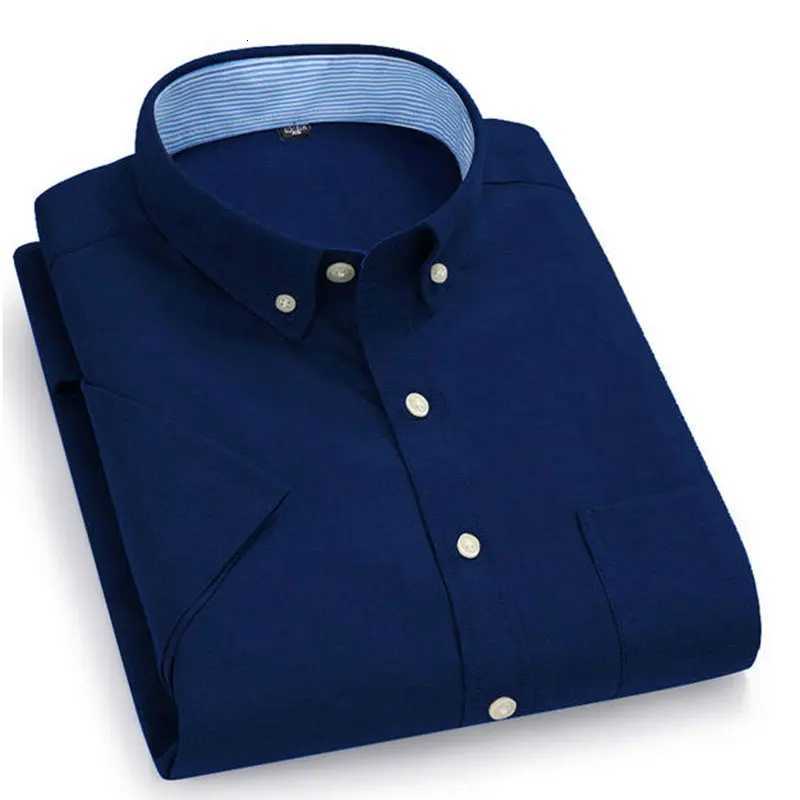 Summer new mens short sleeve business casual social non-ironing solid color all match Oxford woven shirt breathable slim Y250819