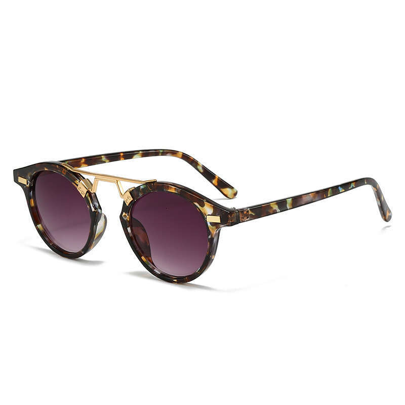 Women's Fashion Style Glasses Round Frame Daily Wear Leopard Print Designer Color Sunglasses