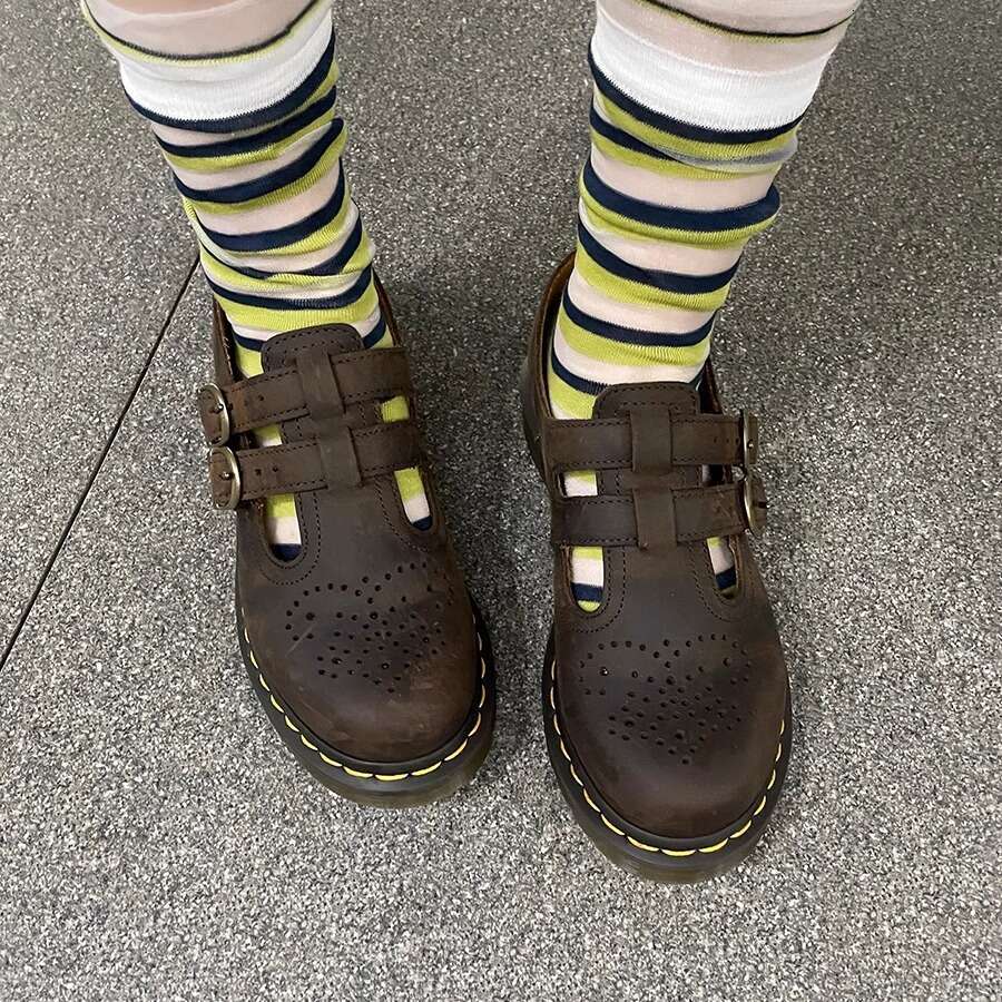 Cowhide Version ~ Niche Versatile Martin for Women, British Style Casual Small Leather Shoes, Hollow Thick-Soled Mary Jane Shoes