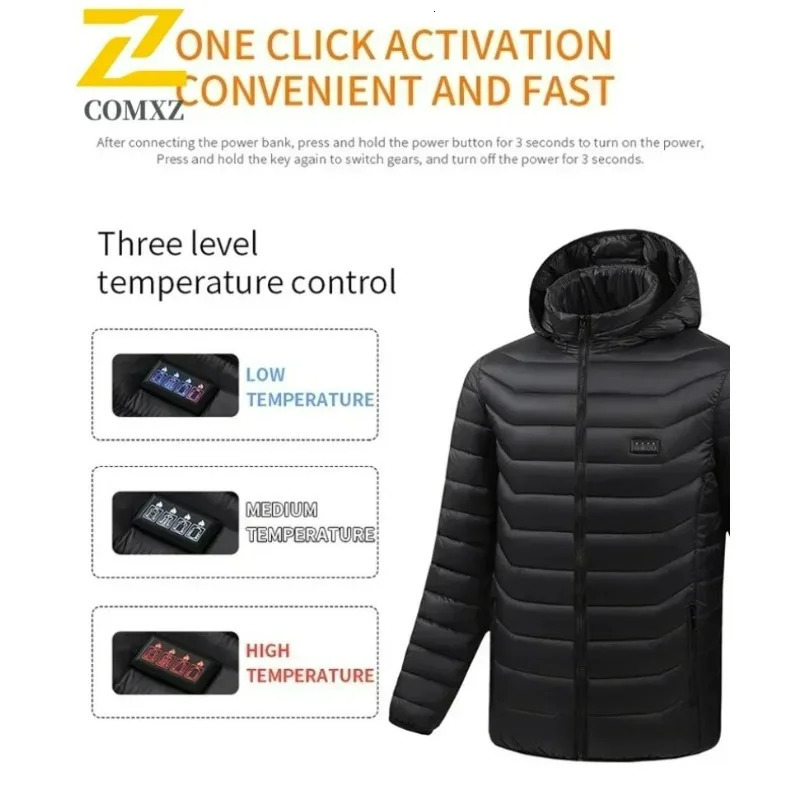 21 Areas Heating Jacket Men Winter USB Electric Heated Coat Functional Self Heating Clothes Outdoor Snow Ski Thick Padded Jacket 250820