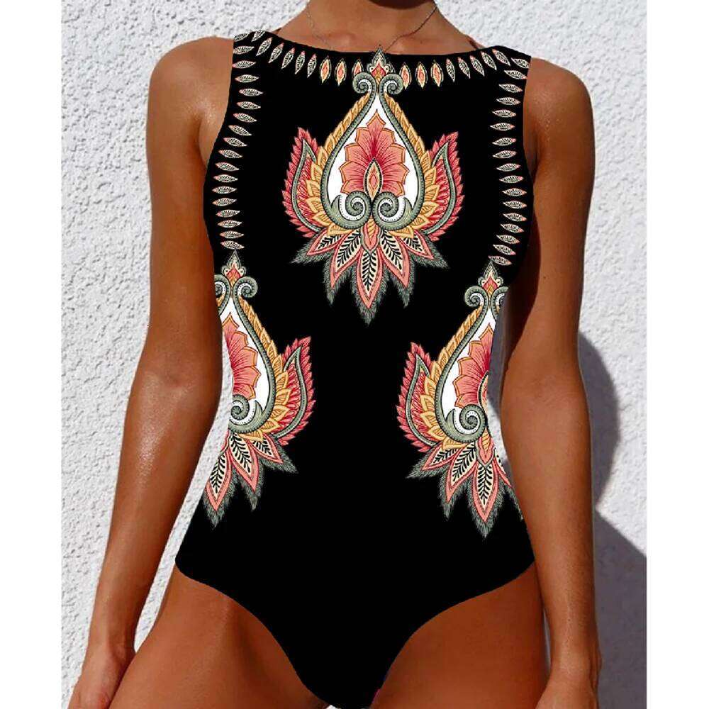 Print One Piece Swimsuit 2025 New Push Up Swimwear Women Vintage Retro Bathing Suits Bodysuit Beach Wear Backless Monokini