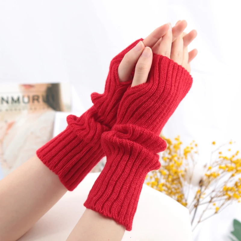 Women Long Fingerless Gloves Fashion Winter Warmer Mitten Arm Sleeve Casual Soft Girl Goth Clothes Punk Cosplay Accessories 250811