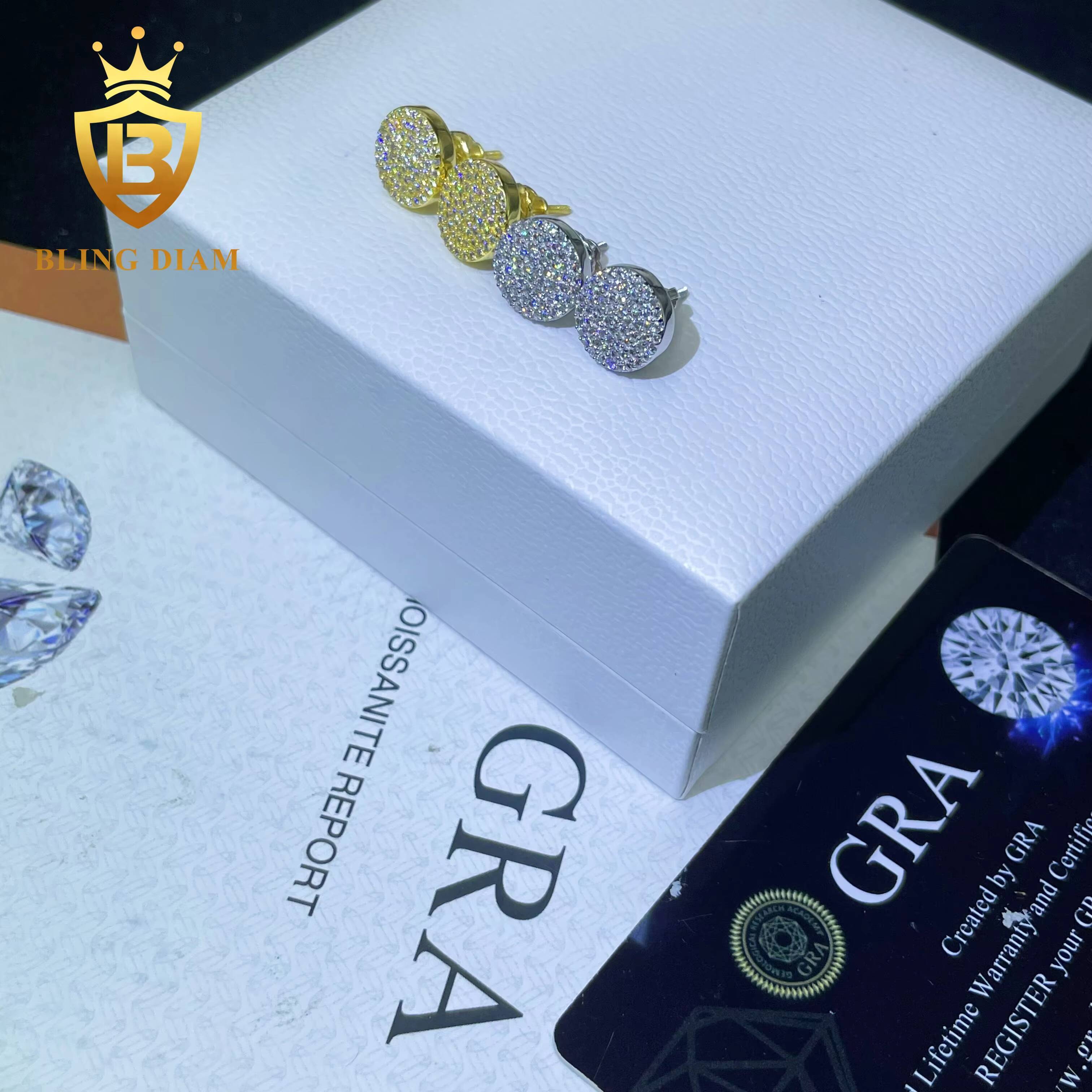 Hip Hop Jewelry Moissanite Earrings for Men 925 Sterling Silver Stud Earring Pass Diamond Tester Wholesale Price