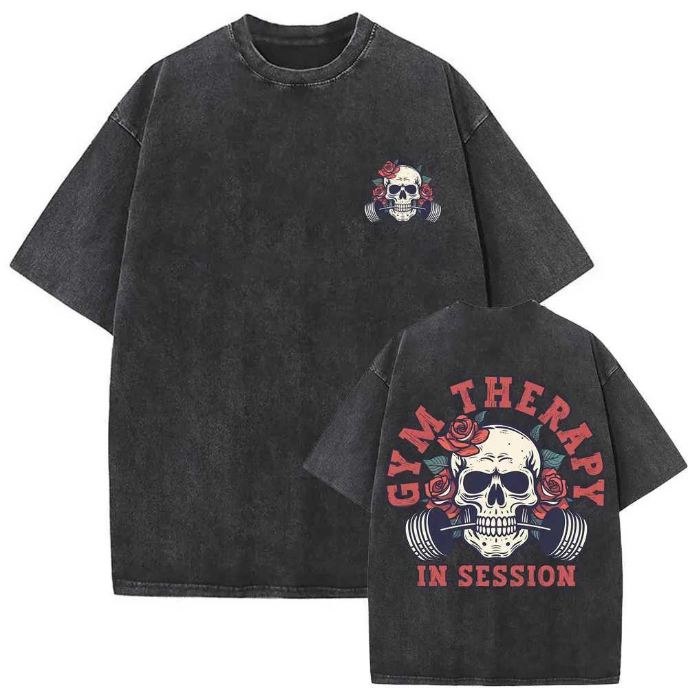 Who Eat Training Club Skeleton Gym Pump Cover T Shirts Washed Vintage Men Women Funny Fitness Casual Oversized T-shirts Y250819