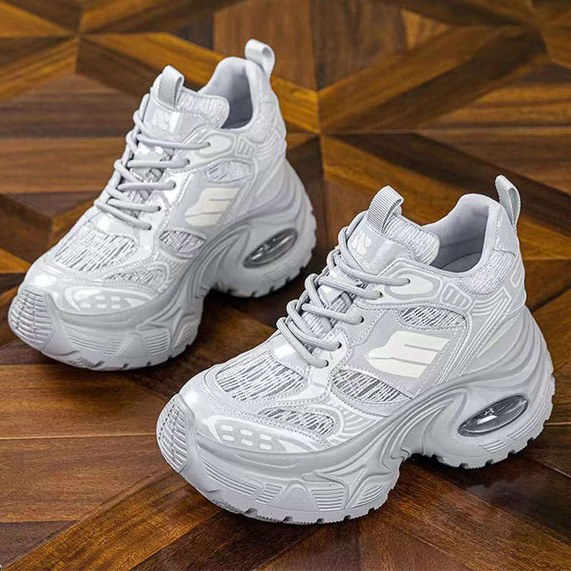 Summer Autumn Breathable Mesh 2025 New Small Size Gospel Instant Height Increase 11cm Thick Sole Air Cushion Dad Shoes