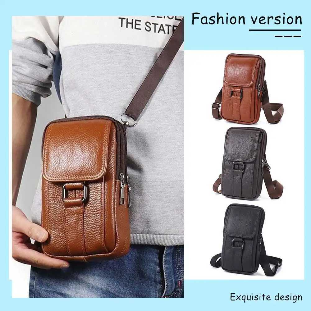 Portable Crossbody Bags Cowhide Leather Men Messenger Bags Fashion Simple Multi-pockets Casual for Outdoor Sport Y250819