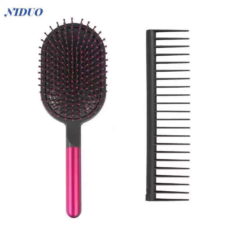 Women's Long Straightening Curling Air Cushion Scalp Massage Hair Styling Brush Two-Piece Set