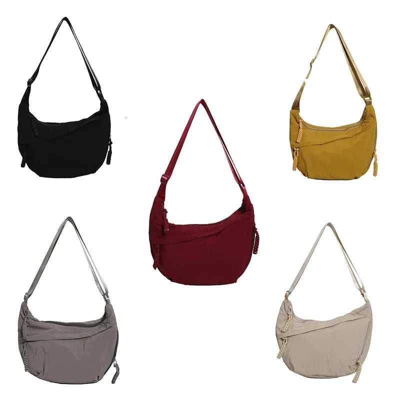 Solid color trendy shoulder bag personalized multifunctional canvas bag daily minimalist dumpling bag Y250819