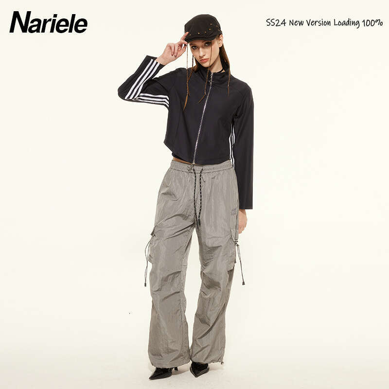 Heyhenry Stretch Chiffon Fabric American Style Trendy Brand Double Zipper Design Short Slim Stand Collar Jacket For Women B5