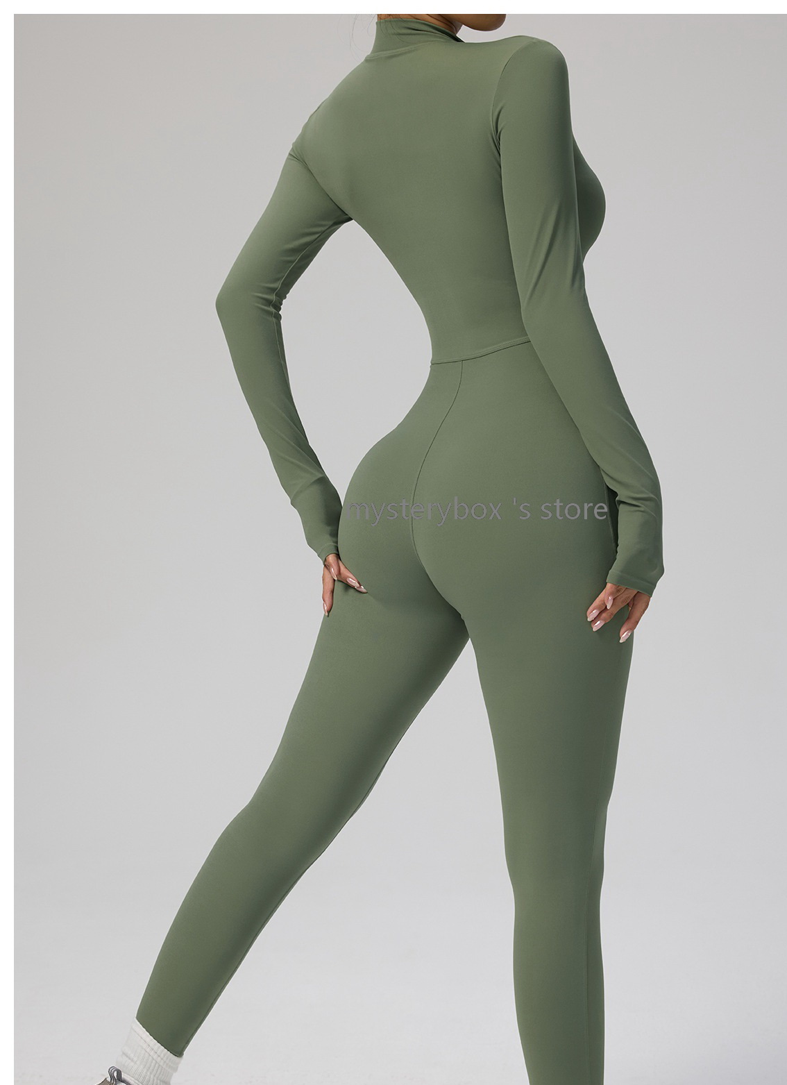 Women Ladies Yoga Outfit Wear Yoga Outfits Zipper Long Sleeved Yoga Jumpsuit Dance Fitness Tight Fitting Sports Cycling Clothes Suits Mysterybox Store