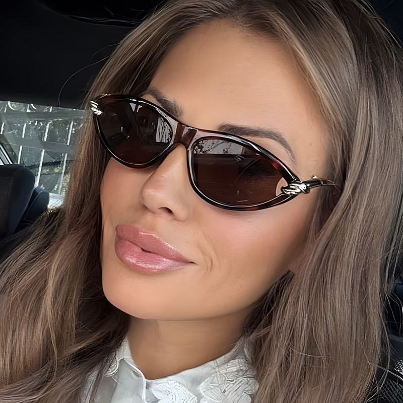 2025 New Arrival Cat Eye Rope Knot Oval Sunglasses for Women European American Premium Influencer Inspired Fashion Eye wear