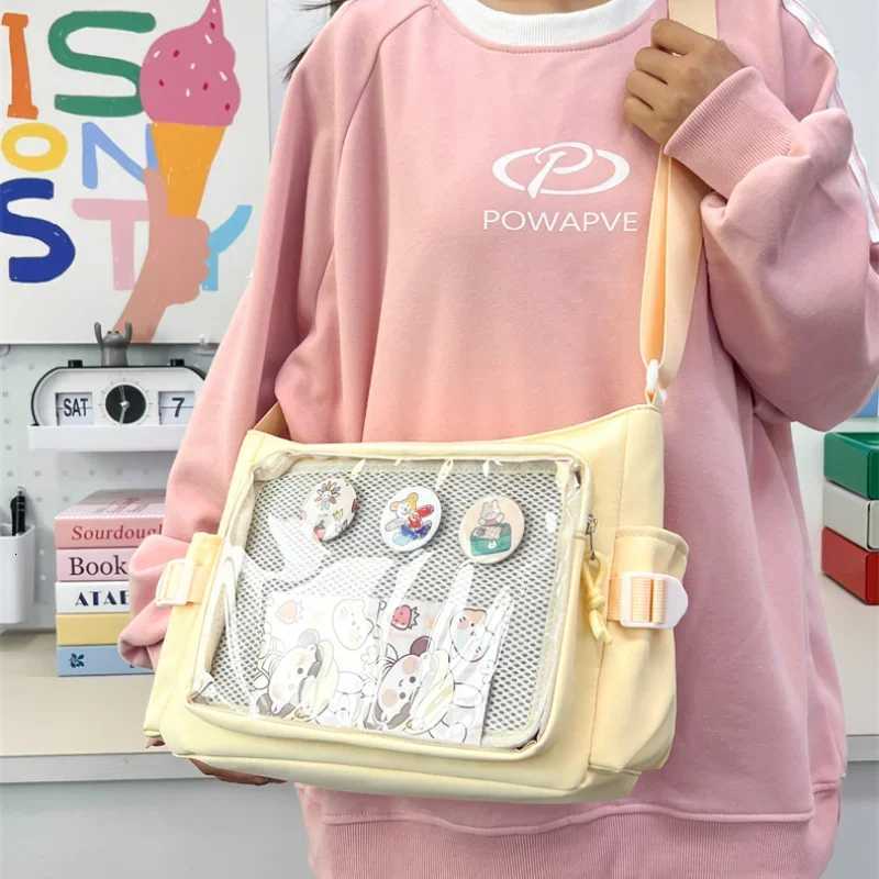 Preppy Style Candy Colour Cute Shoulder Bag Anime Expo Transparent Badge Display Messenger Bag Women Doll Itabag Crossbody Bag Y250819