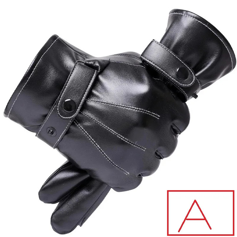 Winter Fashion Black PU Leather Gloves Male Thin Style Driving Men NonSlip Full Fingers Palm Touchscreen 250811