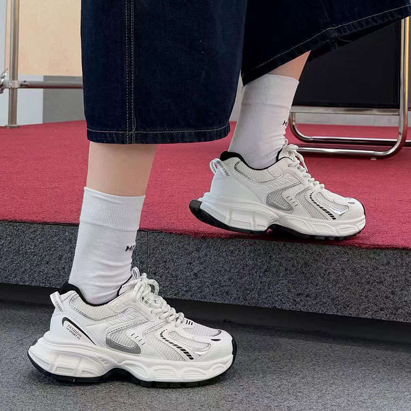 Thick-Soled Dad for Women 2025 Summer New Mesh Breathable Height-Increasing Versatile Fashion Color-Block Casual Shoes