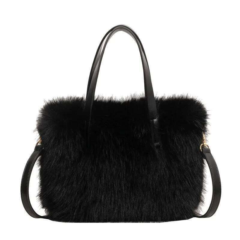 New Imitation Fox Fur Crossbody Bag with Simple Urban Zipper Soft and Fashionable Women's Handbag Available in Multiple Colors
