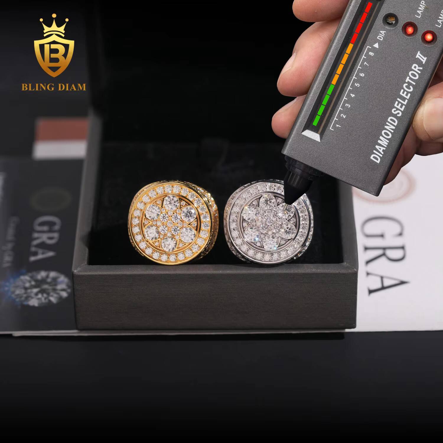 New Fashion Moissanite Jewelry 925 Silver Iced Out Diamond Men Rings Hip Hop Moissanite Ring