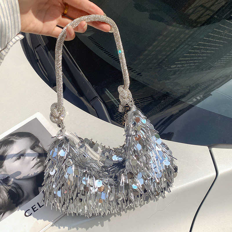 High-End Fashion Light Luxury Sequin Tassel Dumpling Bag Women Chain Shoulder Bag Trendy Versatile High-End Underarm Bag
