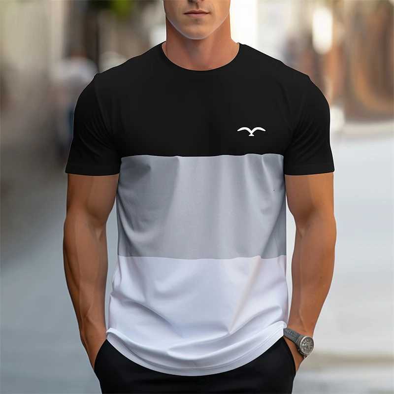 Simple Fashion Thick Stripes Graphic T Shirts For Men Trend Summer Crew Neck 3D Printed Contrast Color T-shirt Casual Loose Tees Y250819