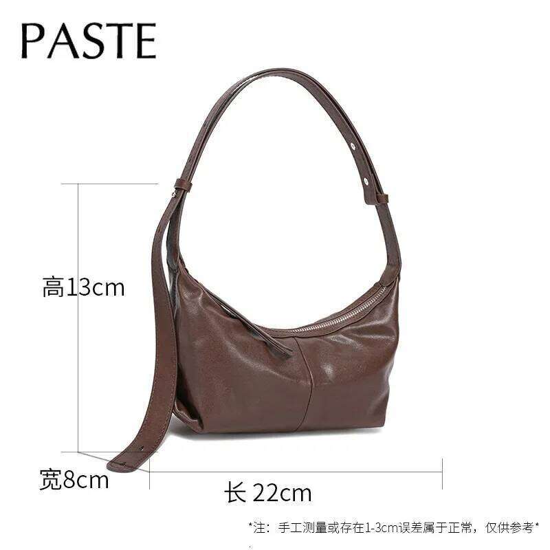 Less Is More Minimalist Style Coffee Color Hobo Tote Vegetable Tanned Cow Leather Women Shoulder Bag Adjustable Handle Handbag