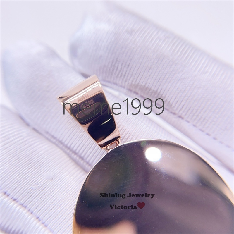 Pass Diamond Tester 35MM 10K Rose Gold Moissanite Diamond Iced Out Picture Memory Pendant