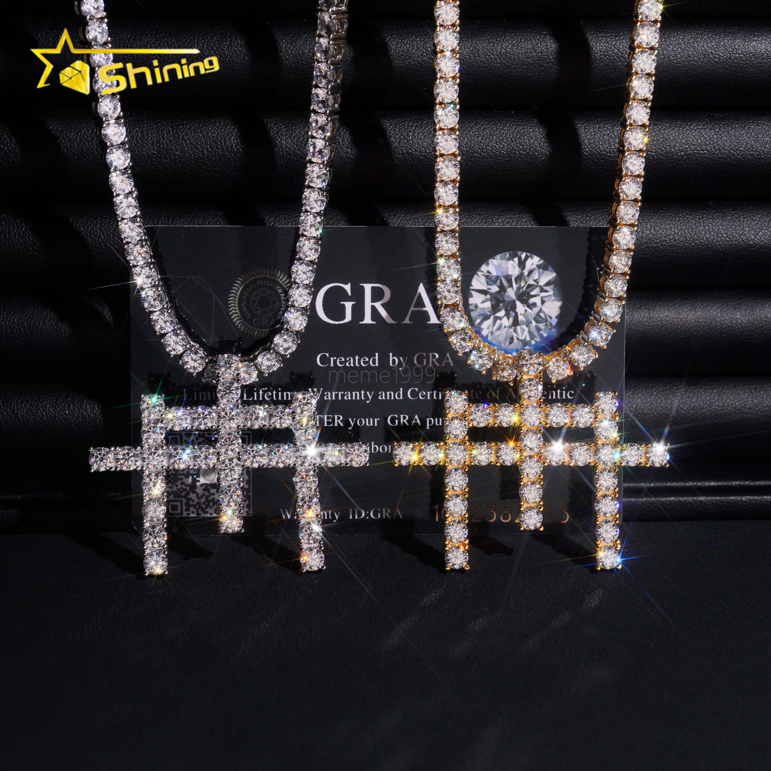 GRA Certificated Three Cross Style Moissanite Pendant Fine Jewelry Charms 925 Silver Gold Plated Men Women Hip Hop Pendant