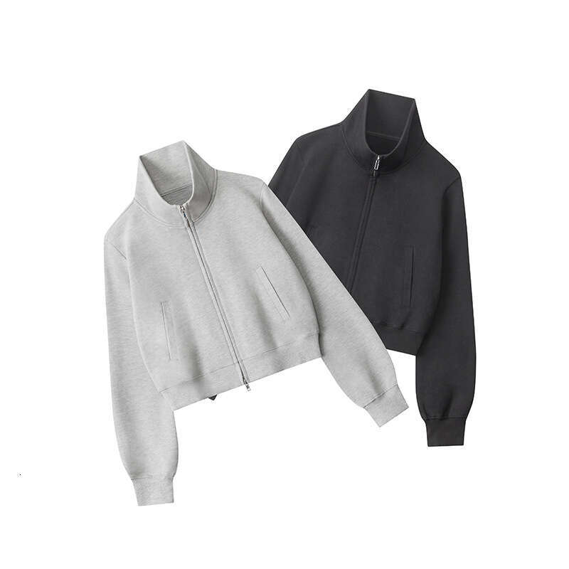 Heyhenry American Style Spicy Girl Stand Collar Sweatshirt For Women Autumn Winter Ins Slim Fit Regular Shoulder Short Jacket B5