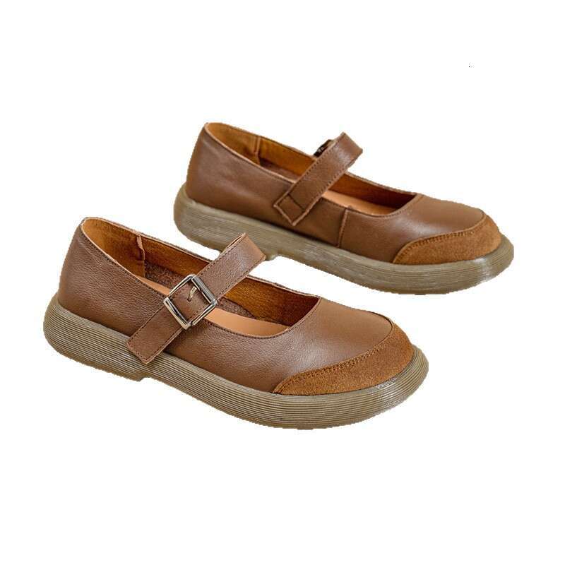2025 New Forest Style Mary Jane Round Toe Flats for Women Shallow Mouth Suede One-Strap Matching Dress Shoes