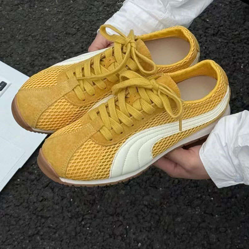 Grape Mom Same Style Ultra Breathable Mesh De Xun Color-Block Lace-Up Campus Casual Versatile Ugly-Cute Forrest Gump Shoes for Women