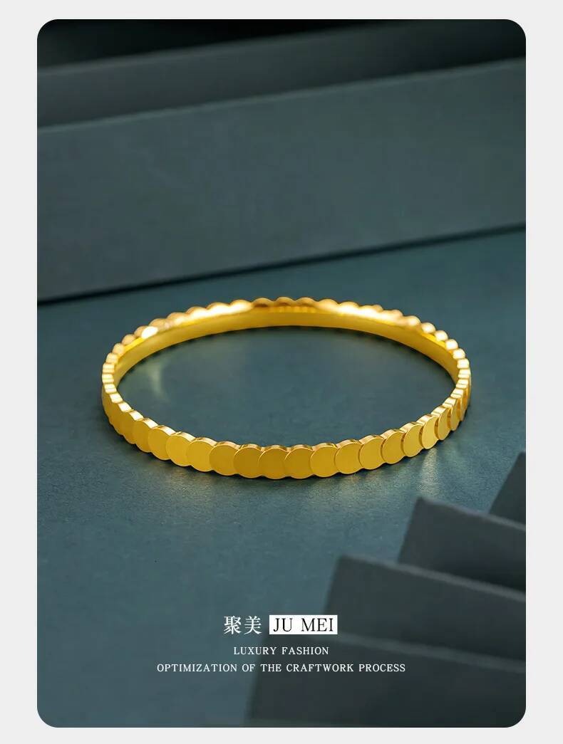 Luxury 24K 9999 Pure Gold real gold Fish Scale Flash Womens Bracelet Long Scale Ring Bracelet